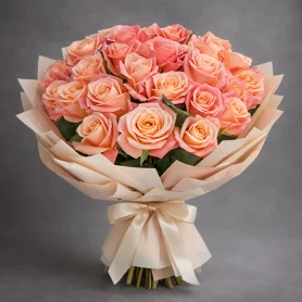 Букет персиковых роз - Мисс Пигги